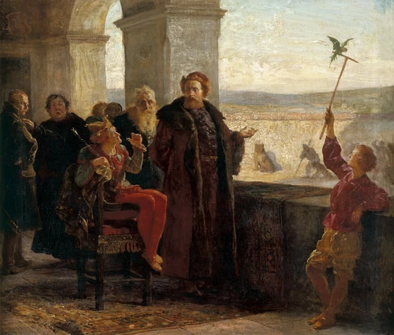 Sigismondo il Vecchio con Stańczyk al Castello di Wawel